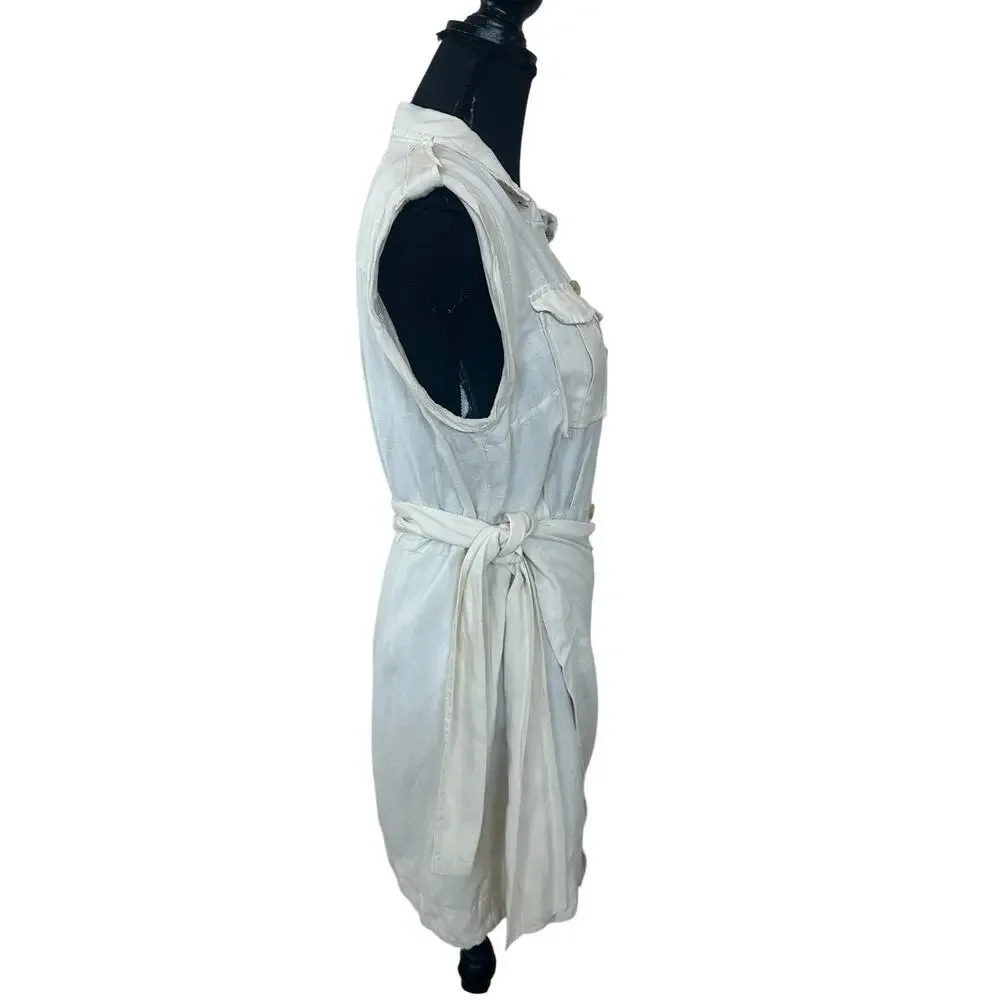 Derek Lam Beige Apron Wrap Mini Dress SIZE 4 Linen Designer Work Safari $365 - Picture 15 of 16